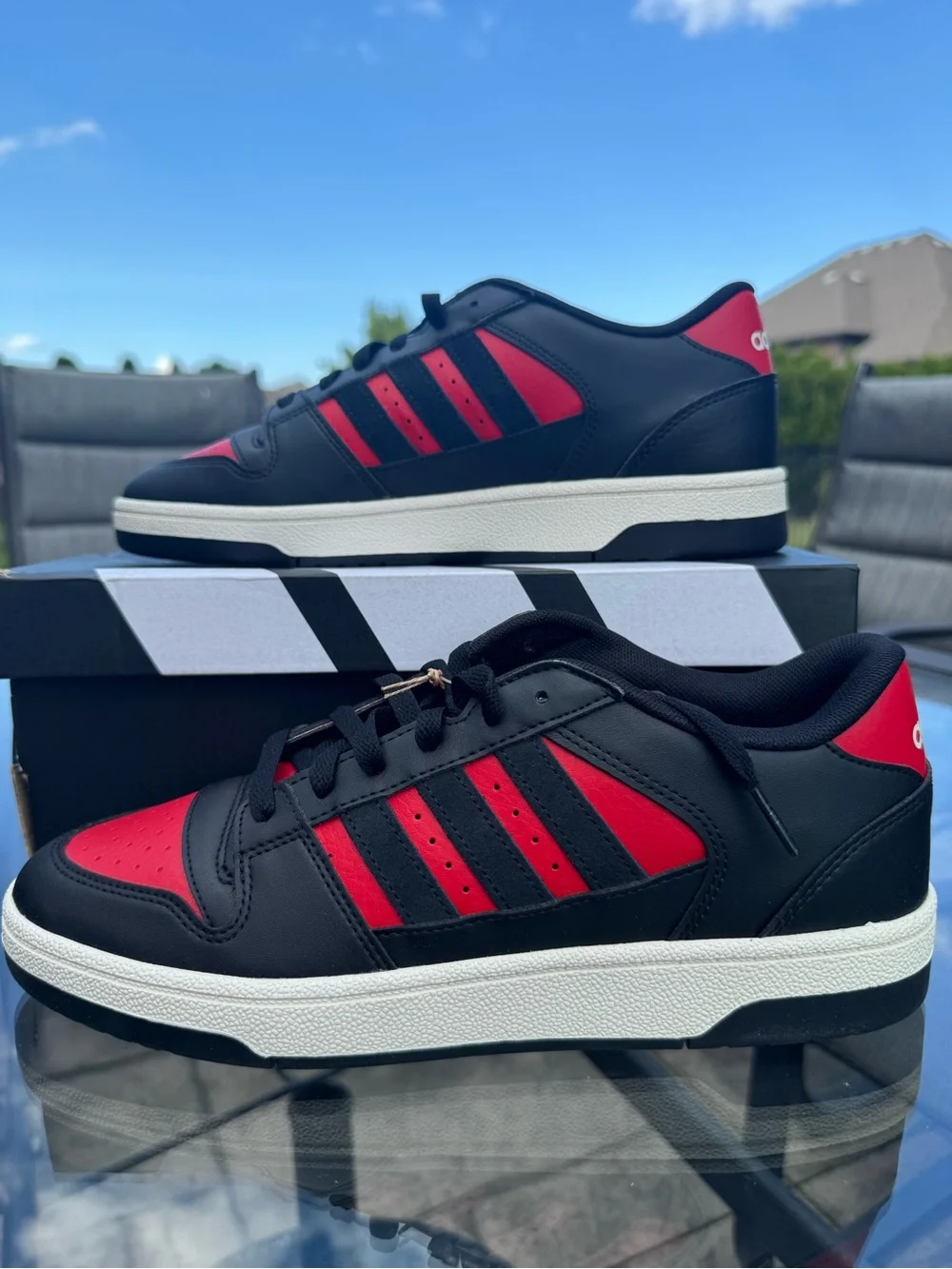 adidas Black and Red Low-Top Sneakers
